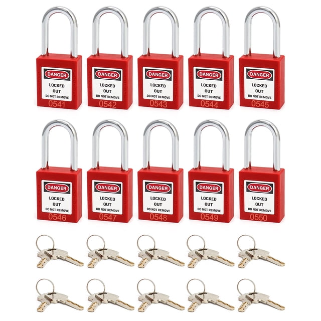 QWORK Lockout Tagout Locks, Safety Padlock, 10 Padlocks with 20 Keys, for Lock Out Tag Out Stations and Devices