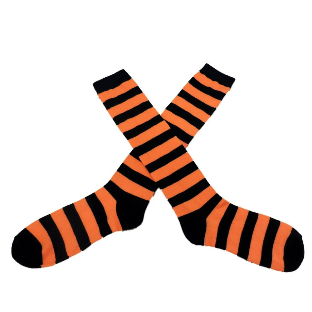 orange and black striped knee high socks