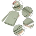 thumbnail image 2 of UTO Wallets for Women Vegan Leather RFID Blocking Trifold Purse Card Holder Ladies Clutch Phone Wristlet(Light Green), 2 of 7