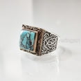 thumbnail image 2 of Blue Copper Turquoise Mans Ring, Natural Turquoise Ring, Oxidized Two Tone, 925 Silver Ring, Birthday Gift, Heavy Mens Ring, Arabic Design, Ottoman Style Ring, Christmas, Turkey Mens Signet Ring, 2 of 8