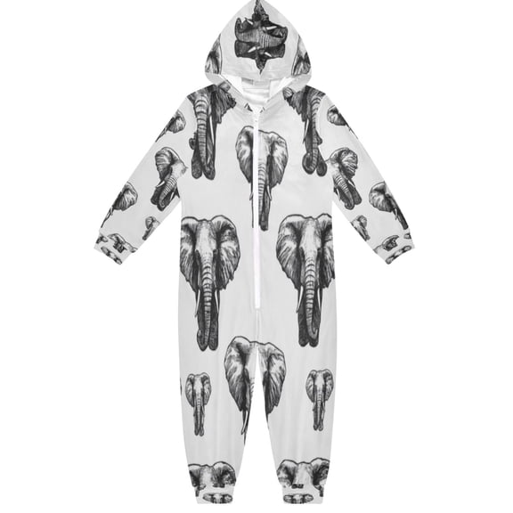 Soft and Comfortable One-Piece Pajamas Jumpsuits Black Elephant Seamless