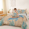 thumbnail image 3 of spefrowx Boho Wood Turtle Twin Bedding for Women, Teal Mandala Starfish Seaweed Bedding Comforter Set, Gray Reversible, 7-Piece, 3 of 6