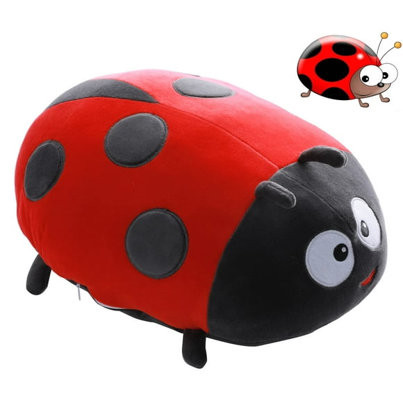 Cute 24 Inch Ladybug Stuffed Animals,Ladybird Plush Toys Pillow Anime Lady Beetle Plushie Hugging Pillow Ladybug Doll Gift for Kids and Lovers in Birthday, Christmas, Valentine's Day Red