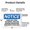 thumbnail image 2 of (2 Pack) Hard Hat Steel Toe Boots Eye And Hearing OSHA Notice Sign 14 Inch X 10 Inch Plastic Sign, Weather Resistant, UV Protected for Workplace, Business, and Construction Site, Made, 2 of 8