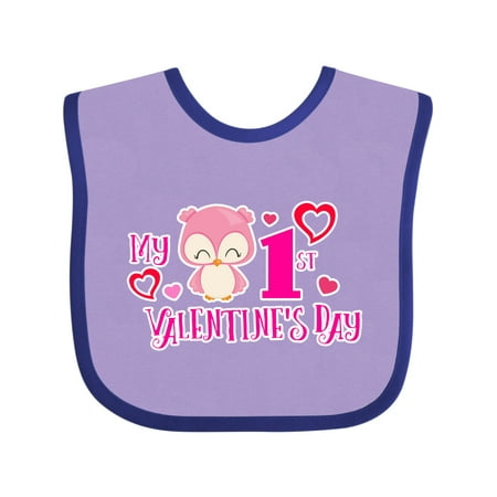 

Inktastic My 1st Valentines Day with Owl and Hearts Gift Baby Girl Bib
