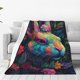 thumbnail image 1 of Balery Colorful Patterned Rabbit Manta de Felpa Suave y Acogedora – Cobija de Franela Aterciopelada para Cama, Lavable y Cálida para Sofá, Mascotas, Transpirable-80"x60", 1 of 7