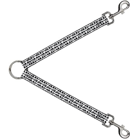 Dog Leash Splitter Smiling Panda Repeat Black White 1 Foot Long 1 Inch Wide