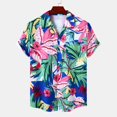 thumbnail image 2 of Camisas Para Hombre XXL Camisas de un solo pecho de primavera y verano para hombre, camisas de vacaciones al libre con bolsillo de manga corta y solapa con estampado informal para playa (Green, XXL), 2 of 7