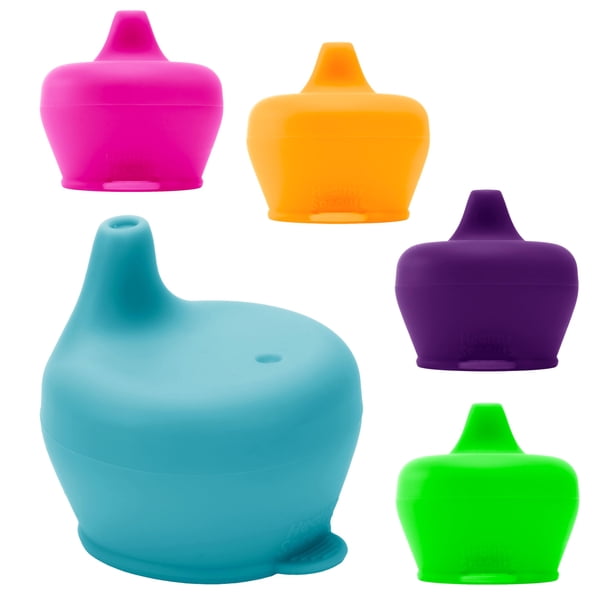 Tapas de silicona para vasos para sorber Healthy Sprouts, a prueba de derrames, se adapta a cualquier vaso, sin BPA, duraderas y suaves para bebés y niños pequeños, rápido de colocar, paquete de 5 tap