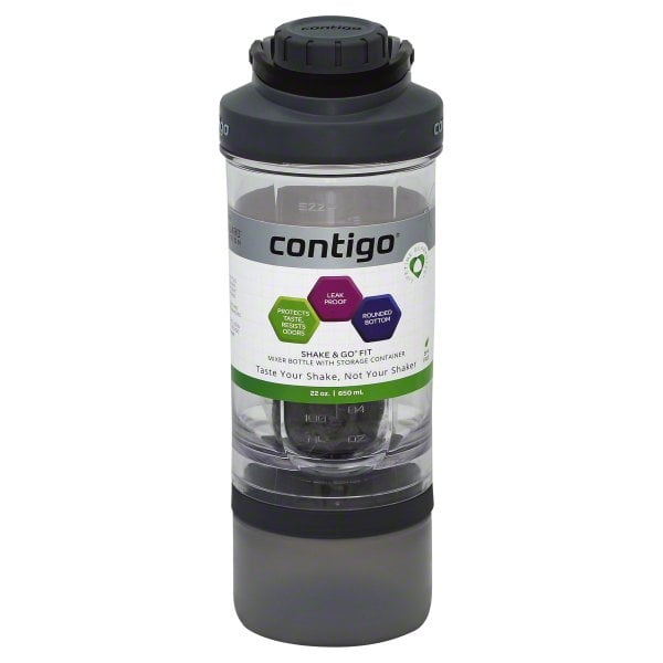 Contigo Shake & Go Fit 22 oz Tritan Clear with Black Mixer Bottle with