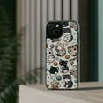 thumbnail image 3 of DistinctInk Clear Hybrid Case for Apple iPhone 12 Mini (5.4" Screen) - Whimsical Feline Paradise: A Colorful Cartoon Pattern - Raised Bezel Screen Guard, 3 of 8