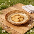 thumbnail image 4 of SIYTUAU Round Woven Basket For Kitchen Counter Storage Natural Rattan Tray For Bread Fruit Snacks Serving 6.29 Inch Wood, 4 of 7
