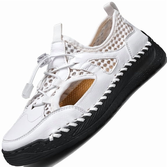 Men's Breathable Closed Toe Sandals Lightweight Casual Walking Shoes with Quick Lace Closure and Non-Slip Sole for Hiking, Beach, Travel and Summer Outdoor Wear