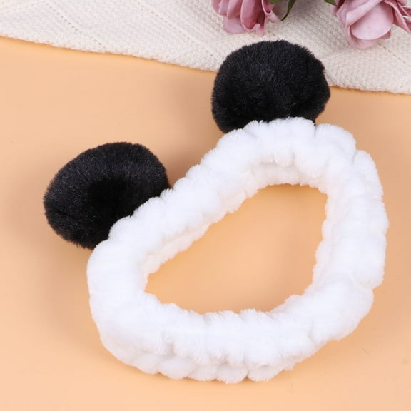 Milisten Black Elastic Hairband with Panda Ears Lightweight for Sports and Parties