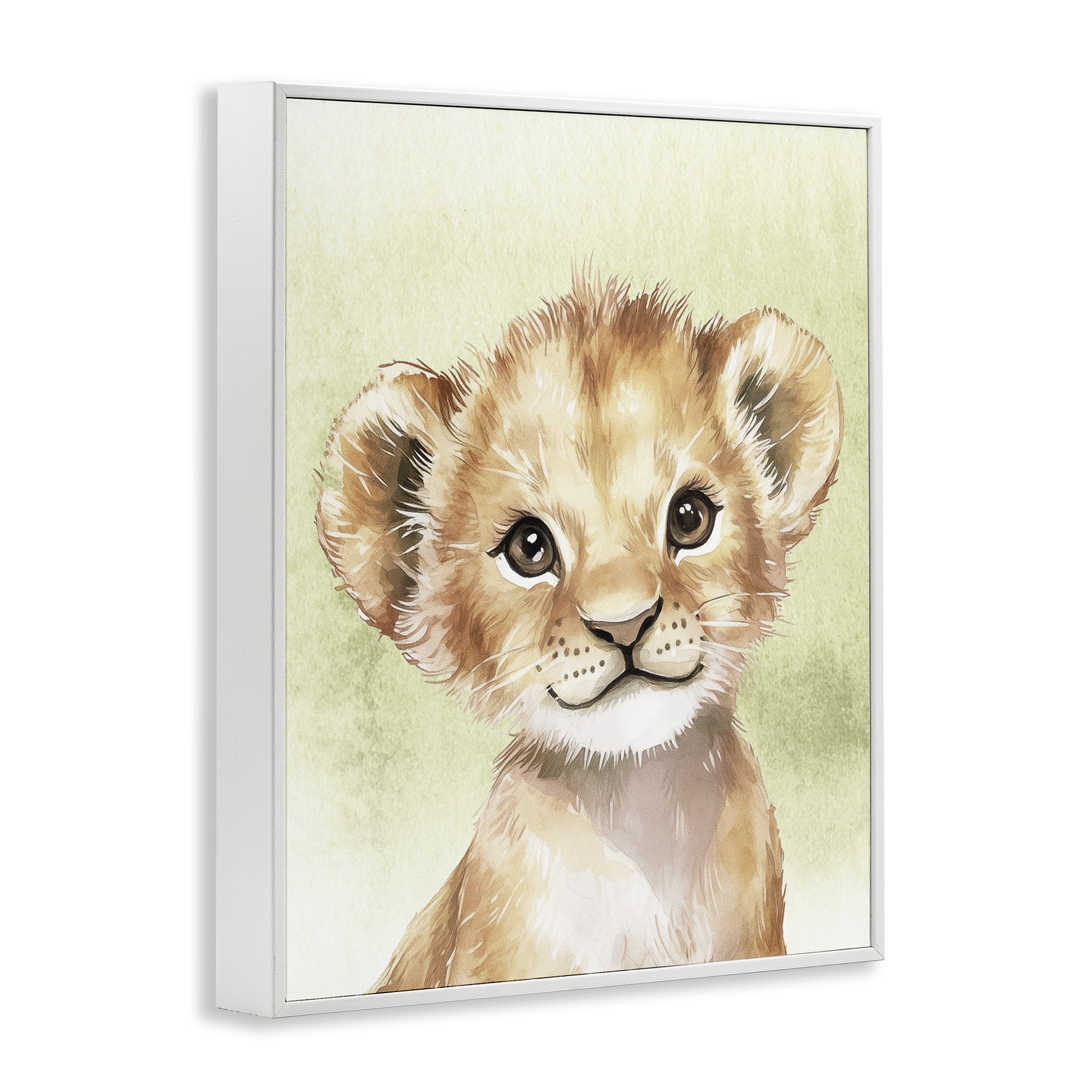 Stupell Industries Jungle Friends Baby Lion White Framed Giclee Art, design by Christine Simpson Art