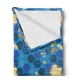 thumbnail image 2 of Japanese Soft Flannel Fleece Throw Blanket, Folkloric Ornamental Hexagons Ethnic Fans and Flowers Art, Cozy Plush for Indoor and Outdoor Use, 50" x 70", Azure Blue and Multicolor, by Ambesonne, 2 of 5
