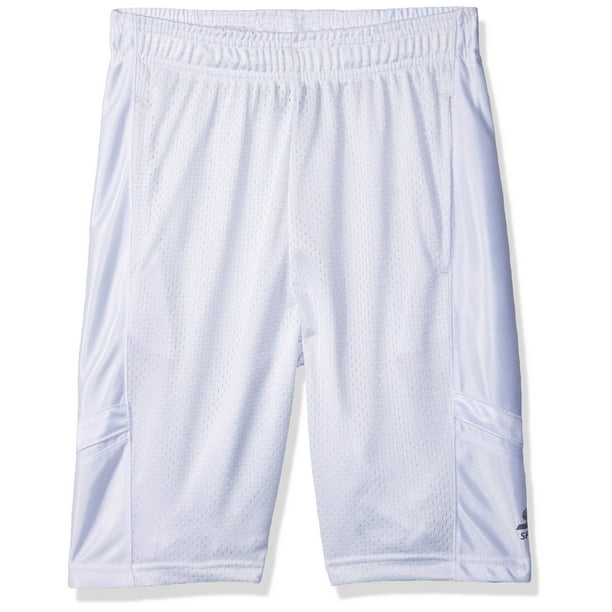 Southpole Boys' Big Basic Basketball Mesh Shorts, White, Medium