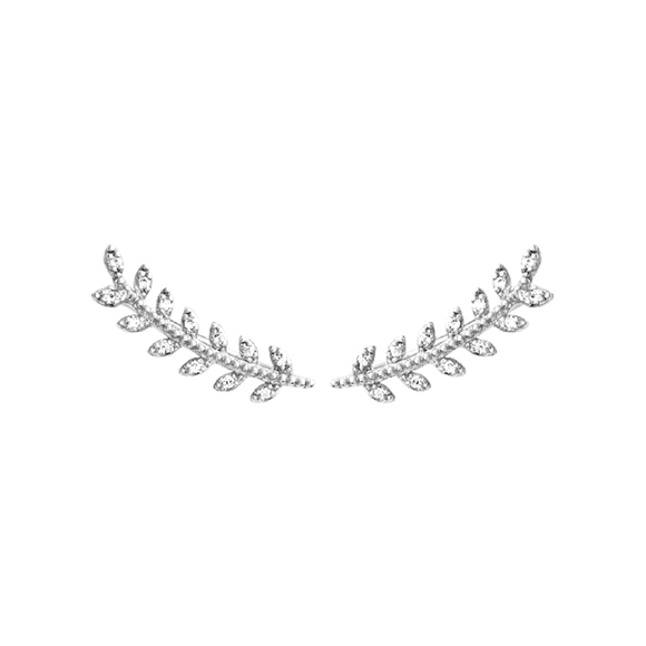 Mystigrey Eden .925 Sterling Silver Plated Rhodium Climber Earrings with Cubic Zirconia for Girls and Women