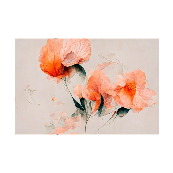 Canvas Wall Art - Treechild 'Filigree Coral Flowers' Wall Art for Living Room, Bedroom, or Office D?cor by Trademark Fine Art - 19 x 12 Inches