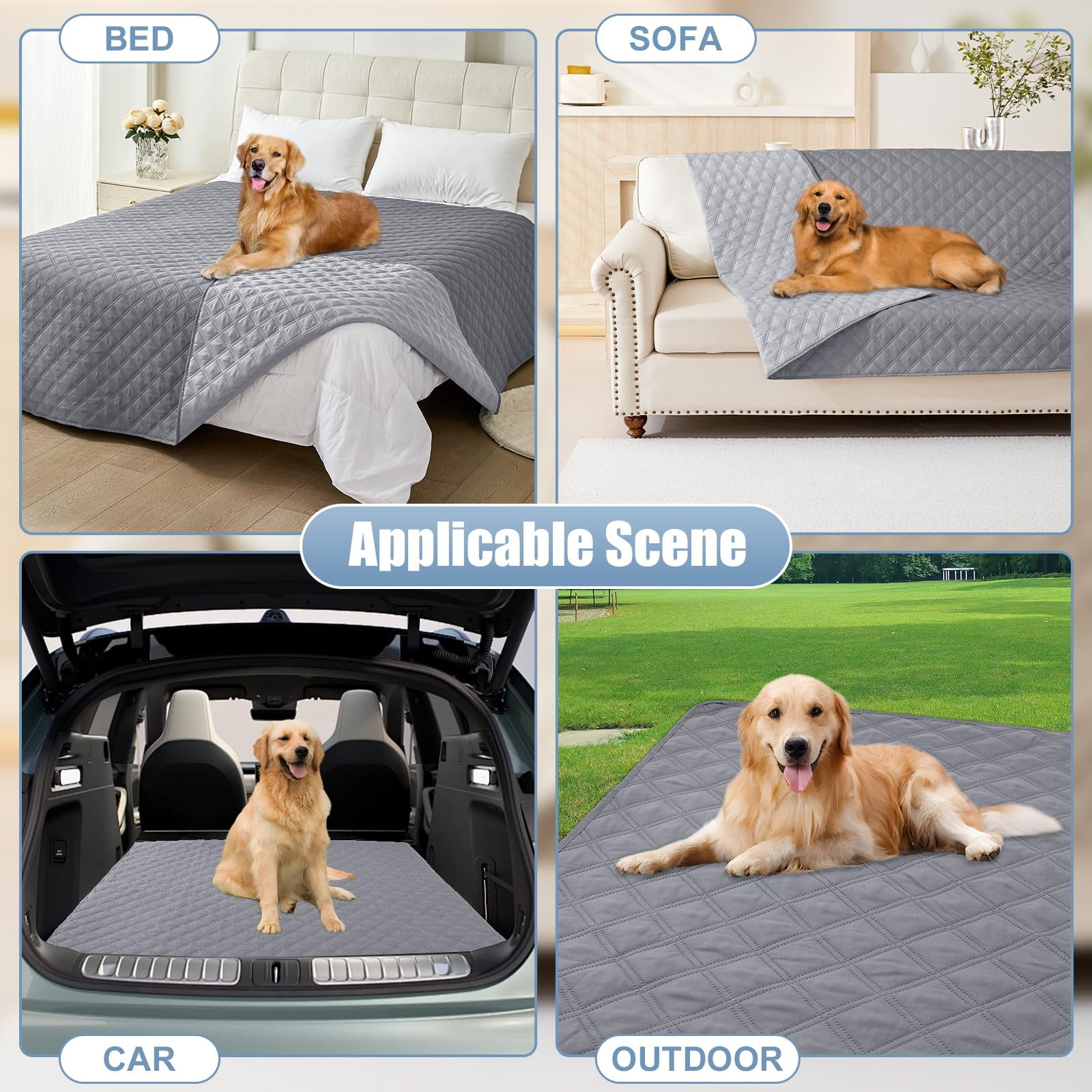 Smiry Waterproof Pet Couch Covers, Washable Dog Blankets for Couch & Bed, Reversible Sofa Cover for Living Room (30x70 Inch, Grey/Light Grey)