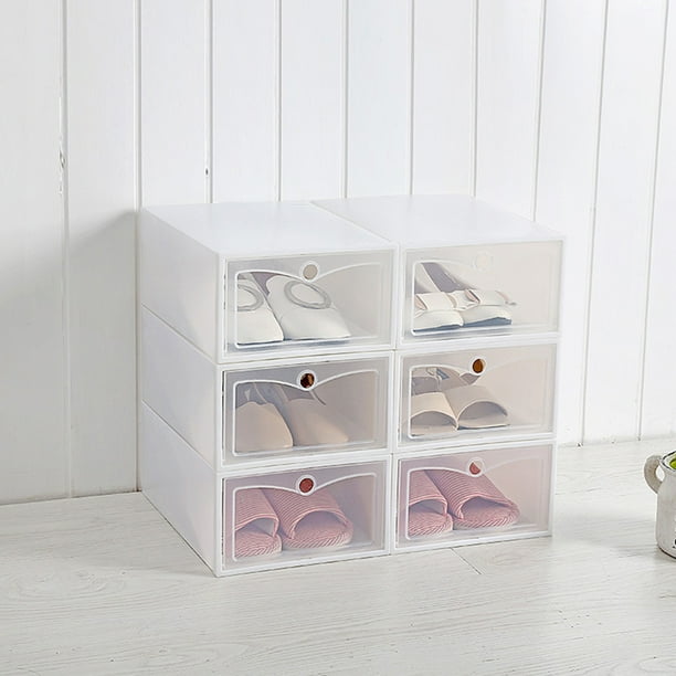 6Pc Storage Shoes Box Unisex Plastic Foldable Sneaker Display Box Shoe Container Clear Closet