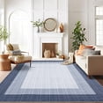 thumbnail image 6 of Living Room Rugs 9x12 Abstract Linear Area Rugs Stain-Resistant Modern Carpet Rugs Non-Slip Foldable Dining Room Rug Washable Low Pile Indoor Carpet for Under Table, Blue, 6 of 10