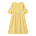 thumbnail image 5 of Lnmiateer Women Summer Boho Cotton‑Linen Dress V‑Neck 3/4‑Sleeve Pleated Lace Accent Lightweight Gauze Loose‑Fit Beach Vacation Daily Wear, 5 of 7