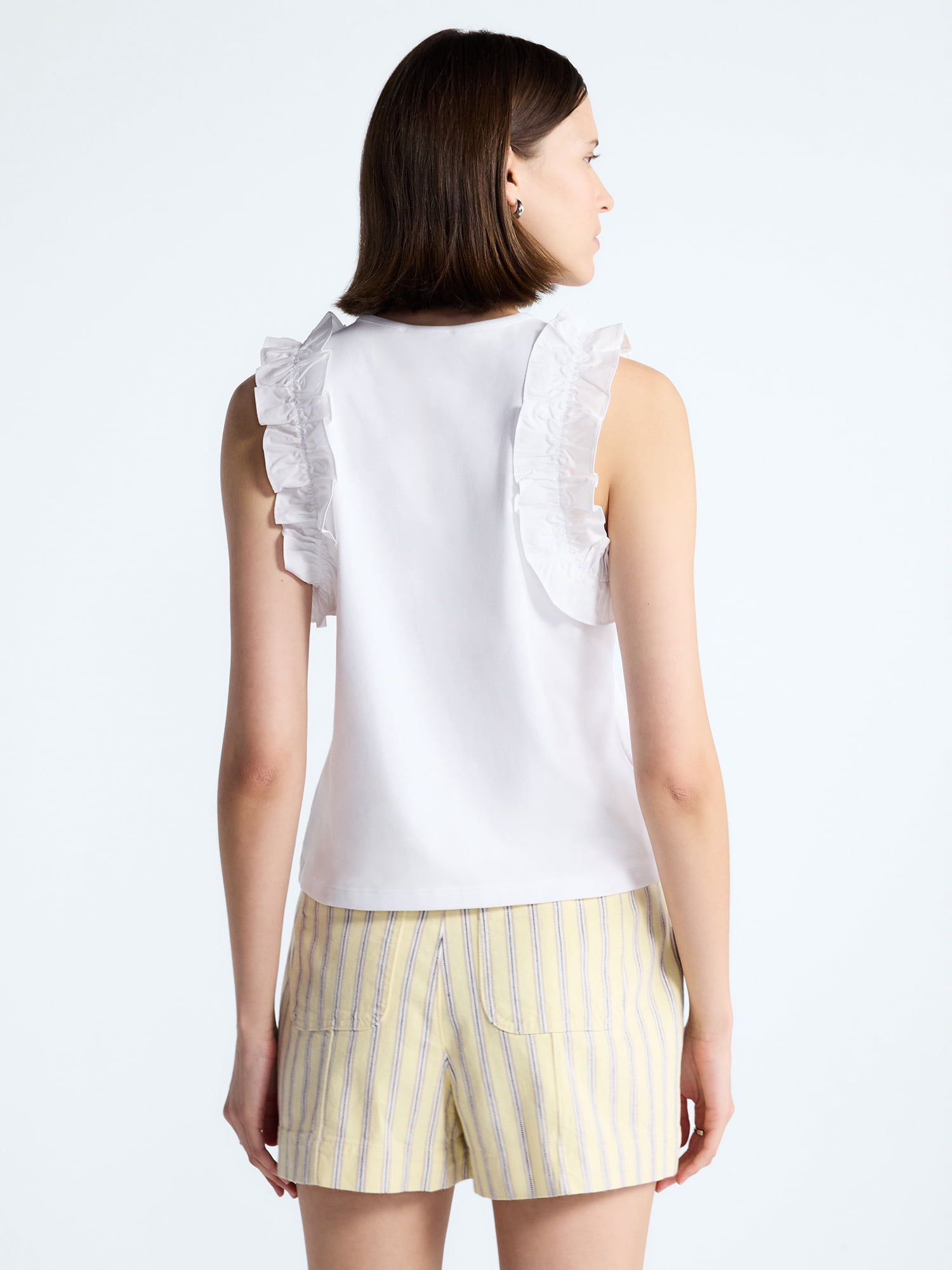 Free Assembly Women's and Women's Plus Ruffle Trim Mixy Tank Top, Sizes XS-4X