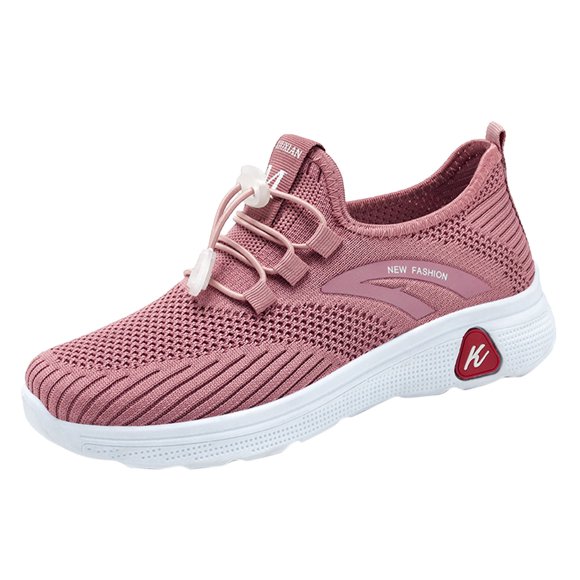 WEAIXIMIUNG Black Sneakers for Women Size 11 Fashion Autumn Women Sports Flat Non On Elastic Band Mesh Breathable Comfortable Solid Color Casual Style