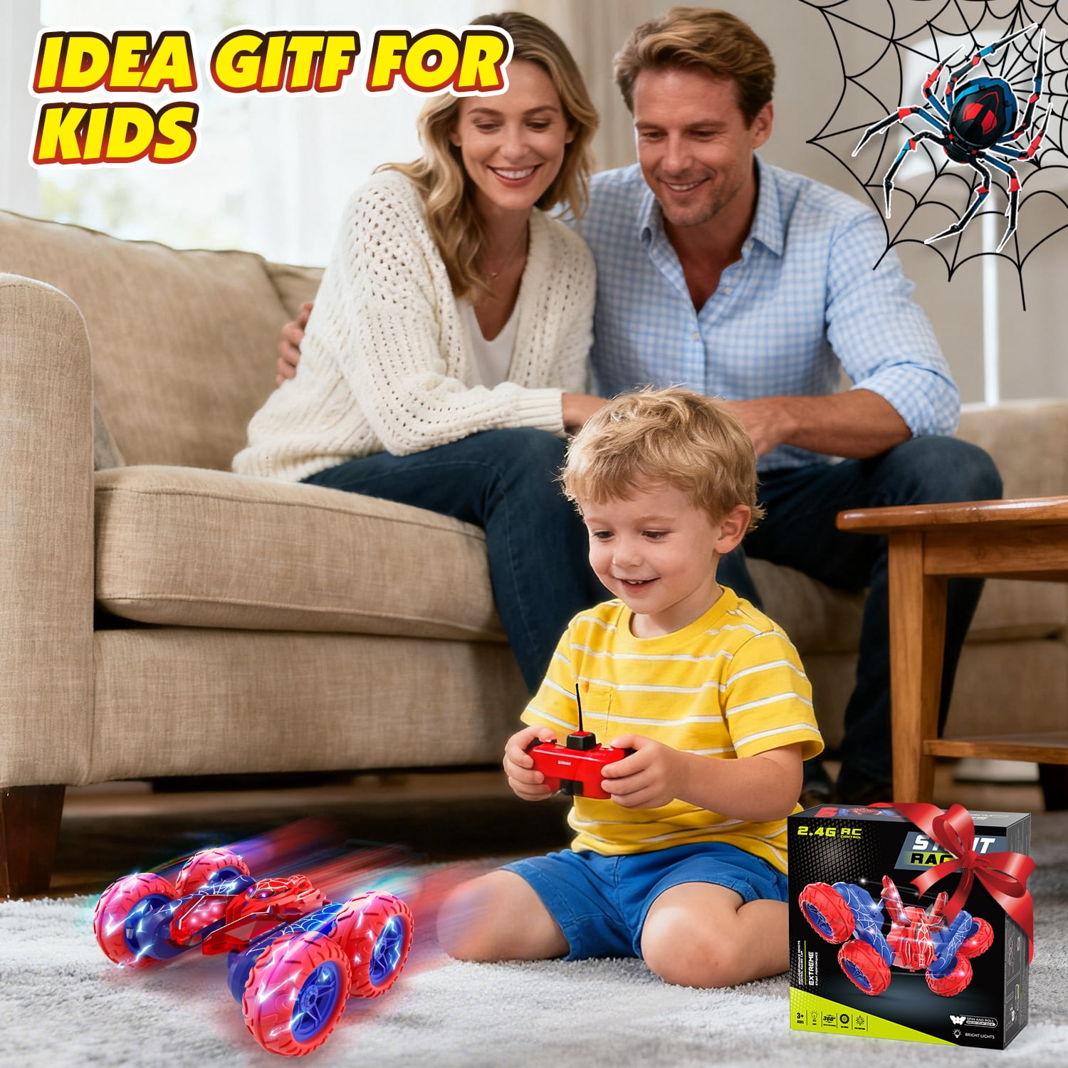 Remote Control Cars, RC Cars Toys for 5 6 7 8 9 10 Year Old Boys Girls, 2.4Ghz Fast Rotating RC Stunt Car, Double Sided Tornado Race Car with Lights for Boys Kids Age 8-12 Outdoor Toys Birthday Gifts