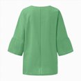 thumbnail image 6 of Towmus 3/4 Length Sleeve Womens Tops 2025 Fall Crewneck Going Out Blouse Cotton Linen Casual Three Quarter Sleeve Shirts, 6 of 6