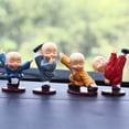 thumbnail image 3 of Buddha Monk Statue Miniature Figurines Sculpture Art Craft Collectible Shelf Desktop Home Garden Car Ornament 4PCS, 3 of 5
