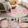 thumbnail image 5 of Round Area Rug 3 Ft, Valentine's Day Washable Non-Slip Circle Carpet for Living Room/Bedroom, Pink Bows Vintage Plaid Romantic Roses Low-Profile Small Floor Mats Collection Rugs for Indoor, 5 of 8