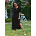 thumbnail image 6 of Zeagoo Sundress Dress Women's Casual Loose A Line Crewneck Split Maxi Cover Up Holiday Beach Tropical Bohemian 2025 Shift Sun Dress Outfits with Pockets, 6 of 8