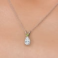 thumbnail image 3 of Gem Stone King 14K White Gold White Moissanite and Green Peridot Pendant Necklace for Women | 0.72 Cttw | Gemstone Birthstone | Pear Shape 7X5MM | With 18 inch Chain, 3 of 6
