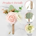 thumbnail image 6 of Crowye 16 Pcs Boutonniere for Men Wedding with Pins Set Groom and Groomsmen Ceremony Anniversary Corsage Wedding Flowers Artificial Bouquets for Formal Dinner Party Fall Vintage Prom (Blush Pink), 6 of 6