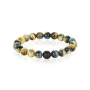 Coastal Jewelry Men's Dream Tiger's Eye Stone with Matte Onyx Beaded Stretch Bracelet (10mm Wide)