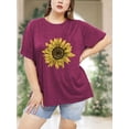 thumbnail image 4 of XCHQRTI Sunflower Shirts for Womens Plus Size Short Sleeves T-Shirt Graphic Oversized Flower Tops, 4 of 7