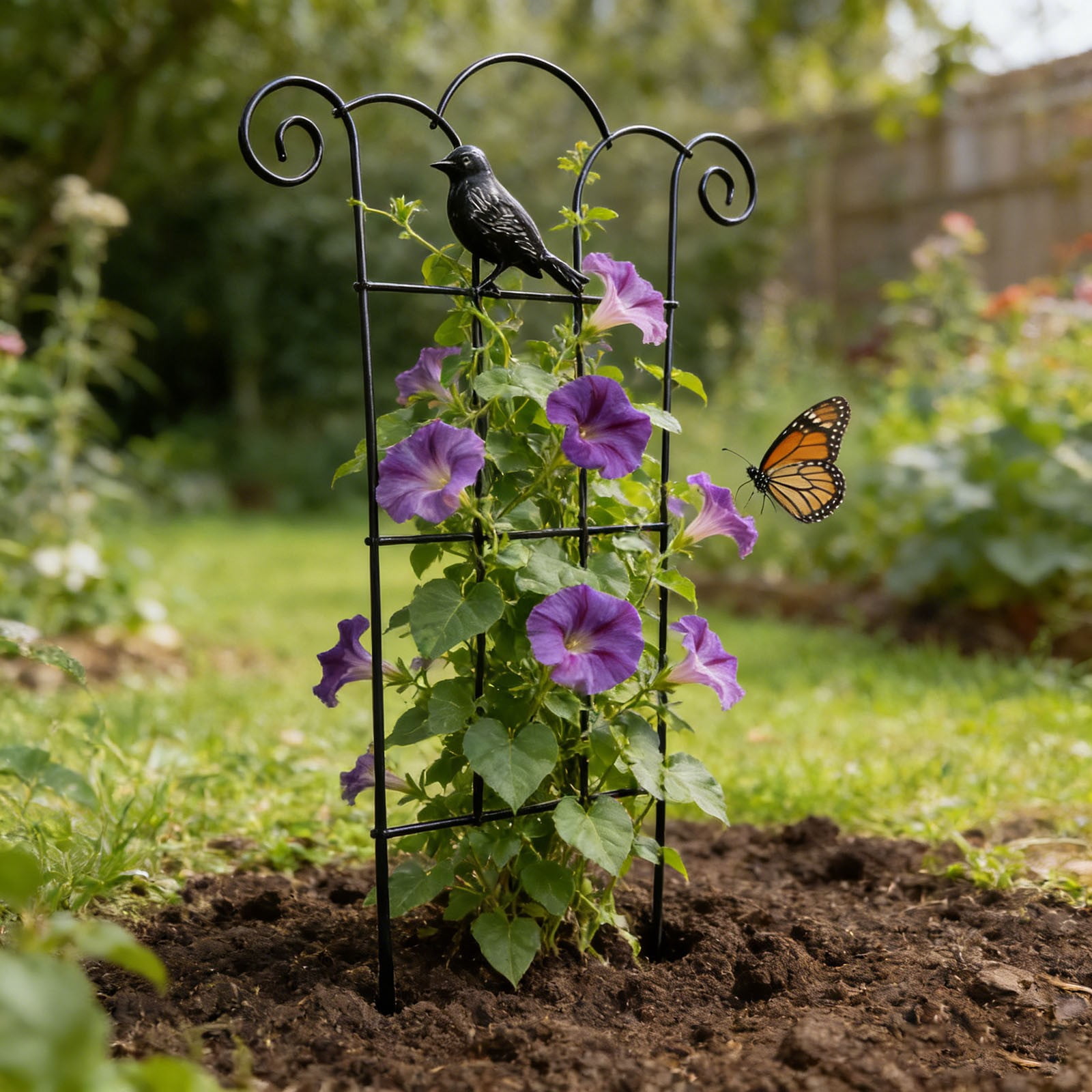 15.7 Inch Metal Trellis Stakes for Climbing - Garden Support Stakes for Indoor Outdoor Potted Flowers, Monstera, Vines, Tomatoes, Cucumbers, and Vegetables (4 PCS)