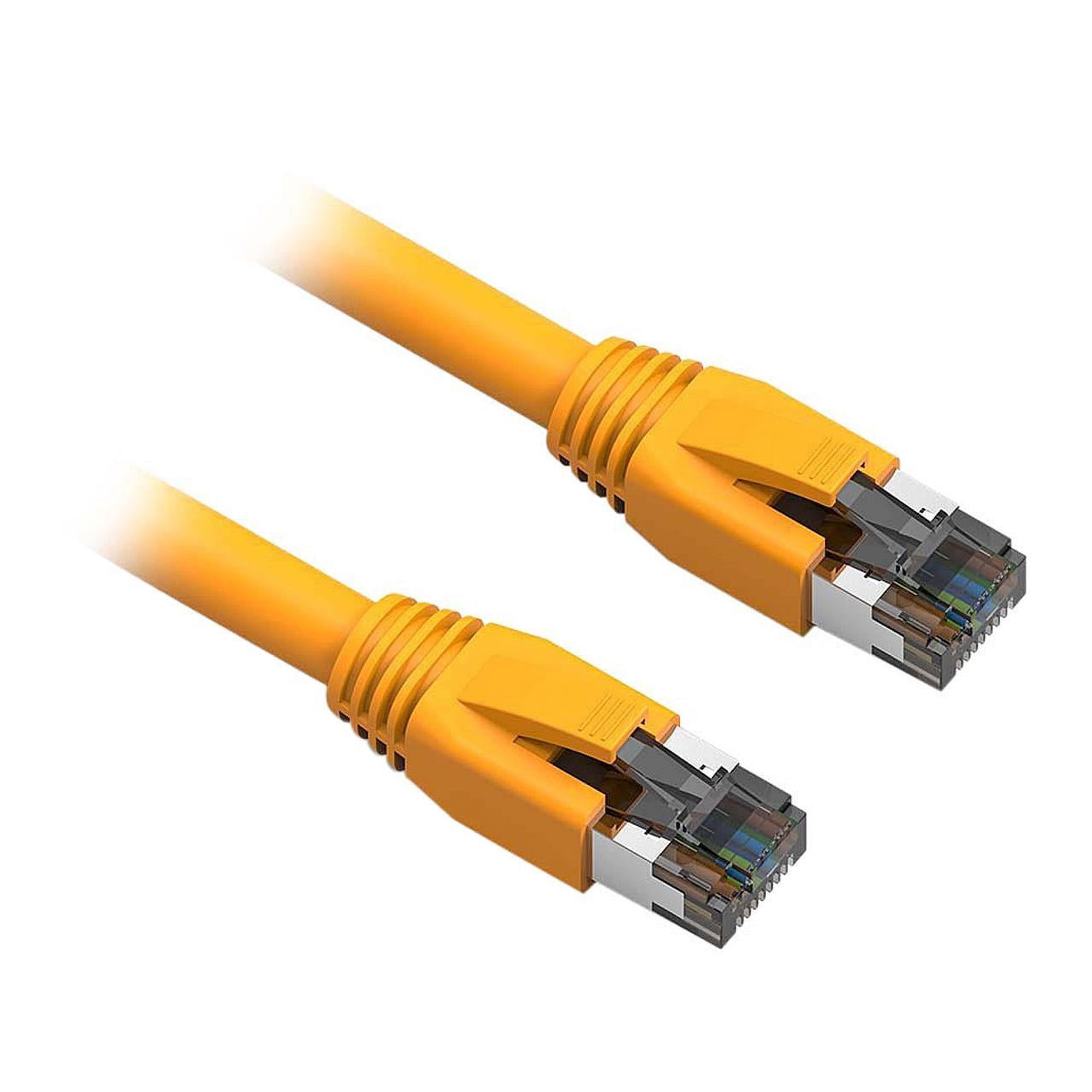 Nippon Labs Cat8 RJ45 50FT Ethernet Patch Internet Network LAN Cable, Indoor/Outdoor, 24AWG, Shielded Latest 40Gbps 2000Mhz, Weatherproof S/FTP for Router, PS4, PS5, Xbox, PoE, Switch, Modem (Yellow)