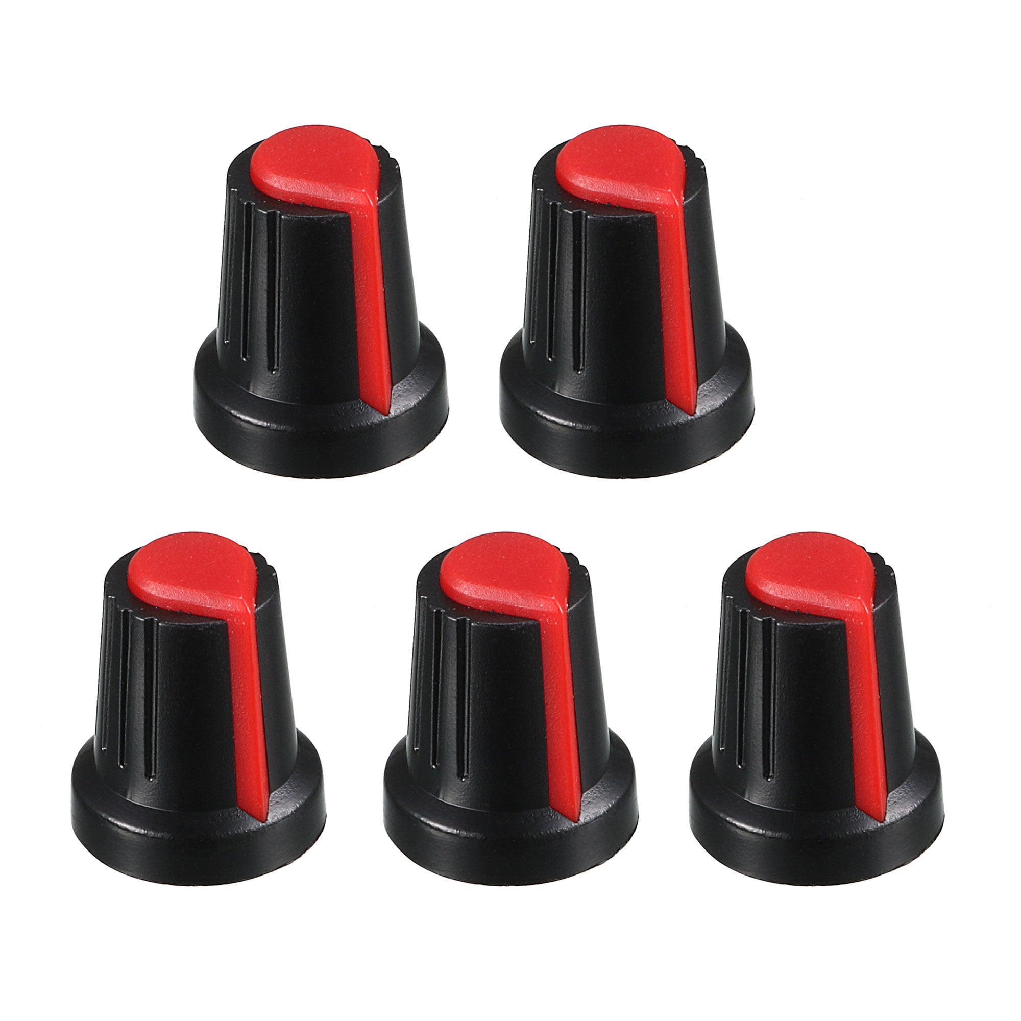 5 Pcs Red 6mm Shaft  Dia Plastic Potentiometer Volume Control Knobs 
