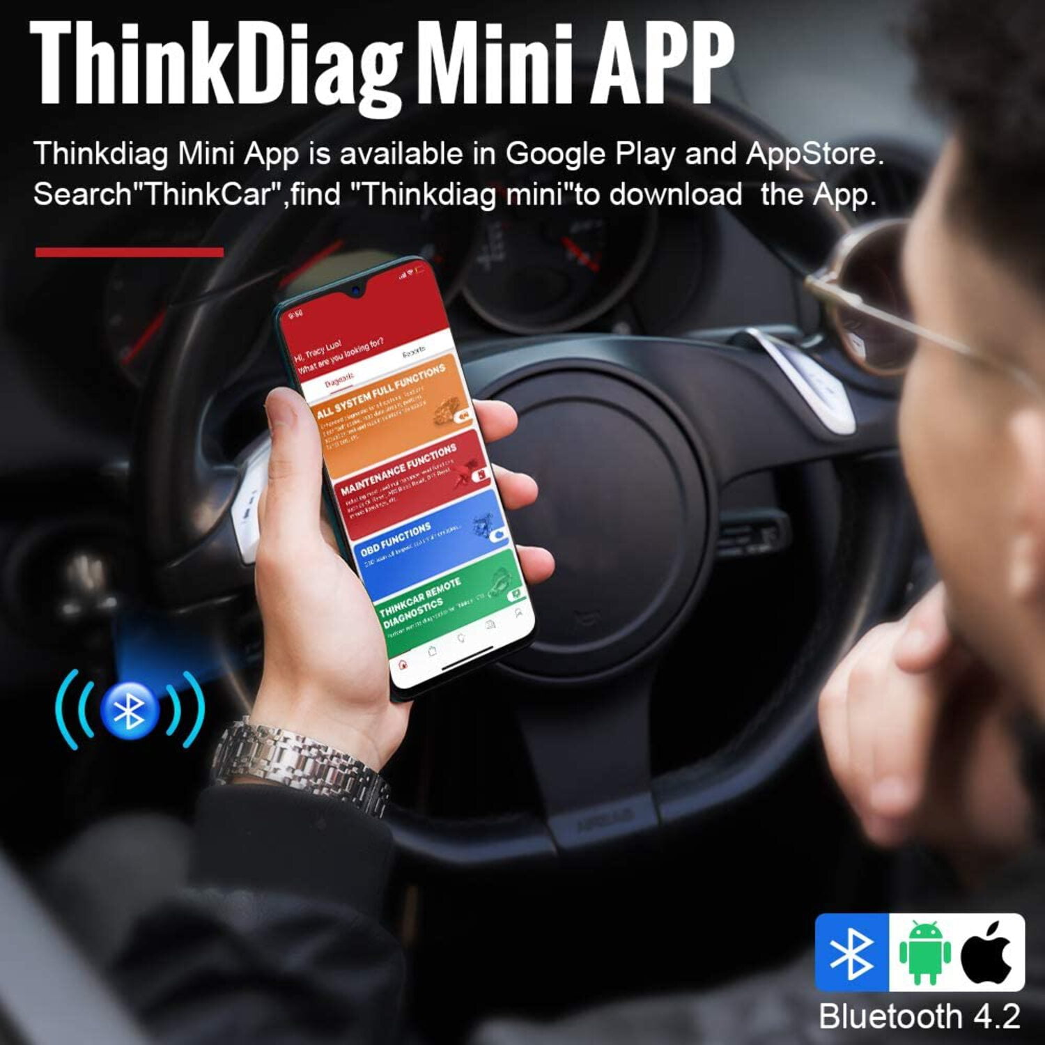 THINKCAR Bluetooth OBD2 Scanner Diagnostic Tool, OE Full-System Car Scanner for iOS & Android, Check Engine Light Fault Code Reader & Scan Tool for All 1996 & Newer Vehicles - THINKDIAG MINI
