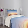 thumbnail image 3 of Ambesonne Fishing Quilted Bedspread Set 2 Pcs, Sunset on Sea Ships, Twin Size, Blue Yellow Coral, 3 of 5