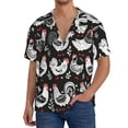 thumbnail image 7 of Lsque Laying Hens And Roosters print Men's Cuban Collar Short Sleeve Shirt Summer Beachwear Casual Button Down Fashionable Vacation Leisure Shirt-X-Large, 7 of 7