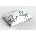 thumbnail image 2 of Anchor Pillow Sham Set of 2, Vintage Sketch Nautical Element Ship Sailing Travel Theme Chain, Quality Microfiber Bedding Item for All Seasons, 26" x 20", Dark Teal White, by Ambesonne, 2 of 3