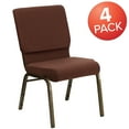 thumbnail image 2 of BizChair 4 Pack 18.5''W Stacking Church Chair in Brown Fabric - Gold Vein Frame, 2 of 7