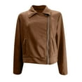 thumbnail image 4 of iHPH7 Suede Jacket Women Workout Jackets for Woman Cropped Jacket Fall Outfits Zip Up Jacket Fall Jacket Fall Clothes Coffee L, 4 of 5