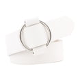 thumbnail image 4 of Cinturón de cuero sintético con hebilla circular para mujer, cinturón para vaqueros, sin pasador Blanco Redondo 105cm, 4 of 7