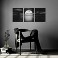 thumbnail image 2 of 3 Piece Black and White Bathroom Canvas Wall Decor Ocean Under Moonlight Painting Print Full Moon Seascape Picture Artwork for Home Bedroom Living Room Wall Decor Easy to Hang 12"x16"x3 PCS, 2 of 6