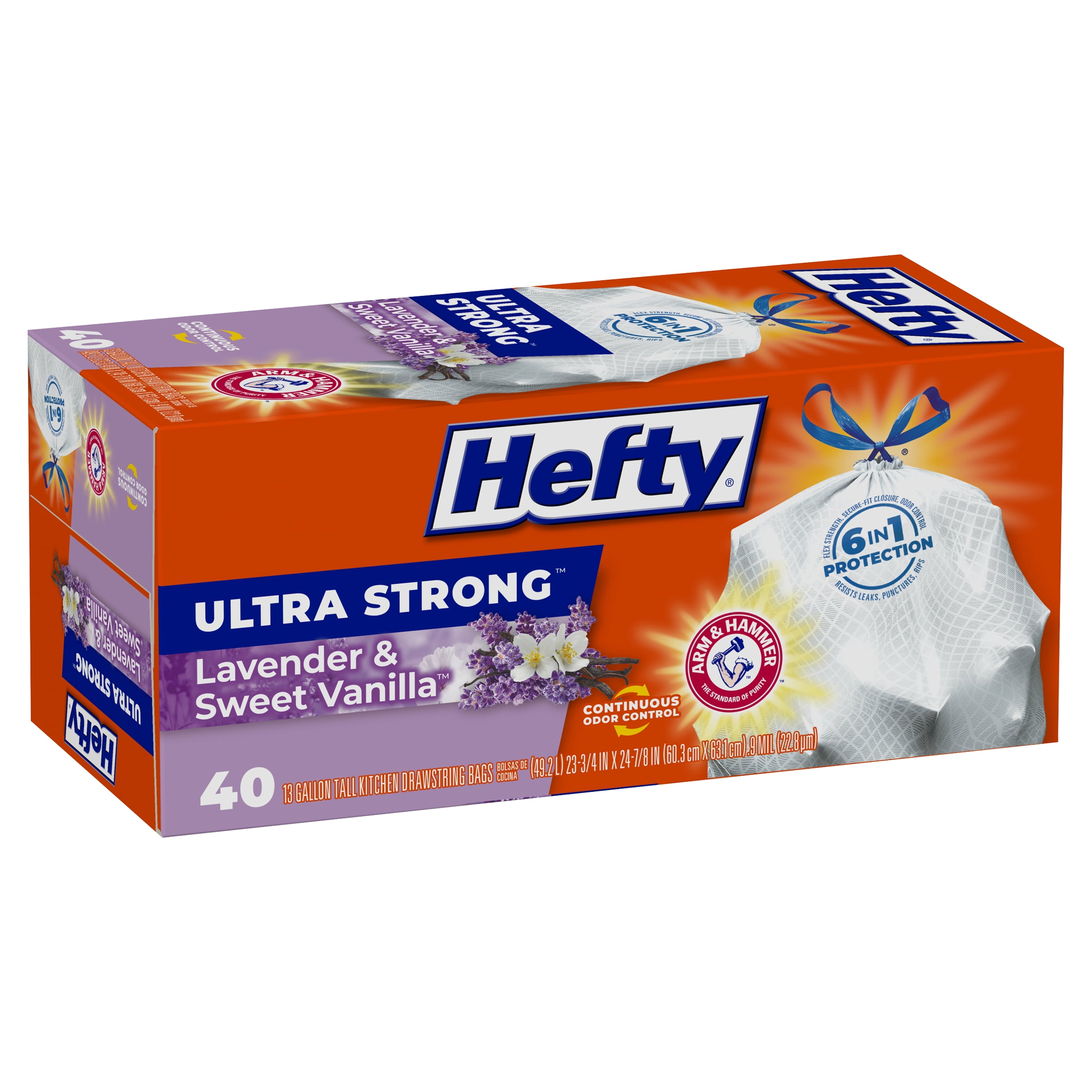 Hefty Ultra Strong Tall Kitchen Trash Bags, 13 Gallon, 40 Count